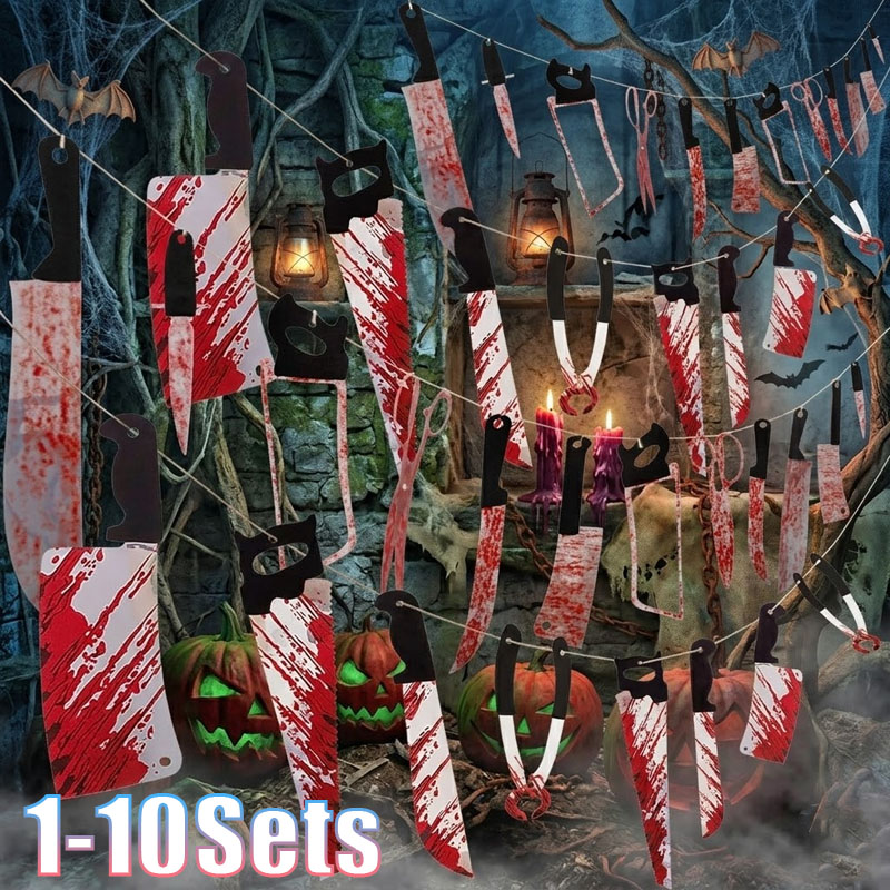 Cosplay Prop Knife - 1-10Sets Halloween Bloedmes Streamer Outdoor Decoratie